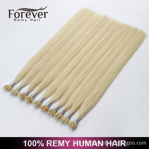 Forever wholesale professional christmas hair extension wholesale premium 100 human remy blonde #613 nano ring hair extensions